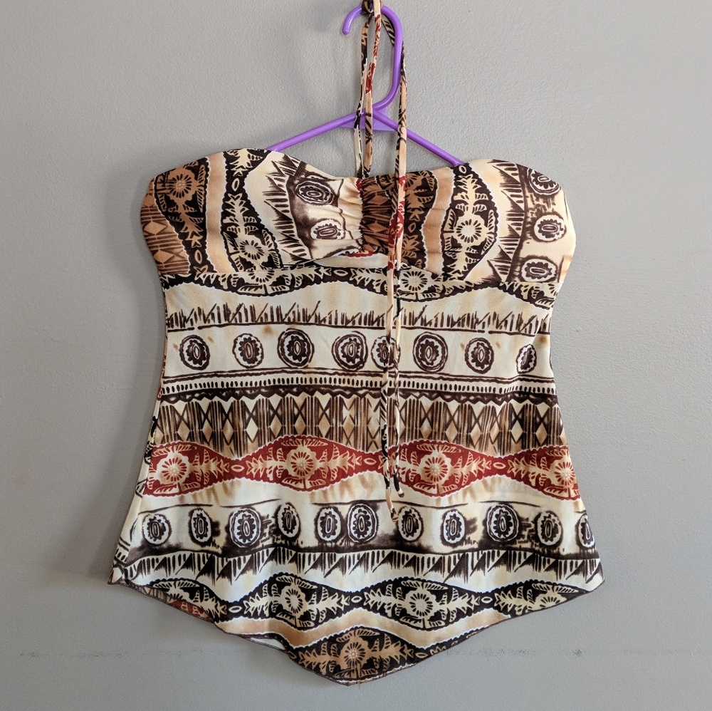 Molded Cups Handkerchief Cut Halter Tie String Top